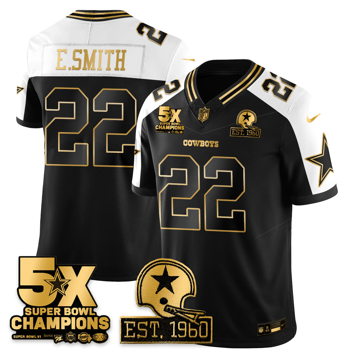DAL 5-Time Champions Patch Vapor Limited Gold Jersey - All Stitched