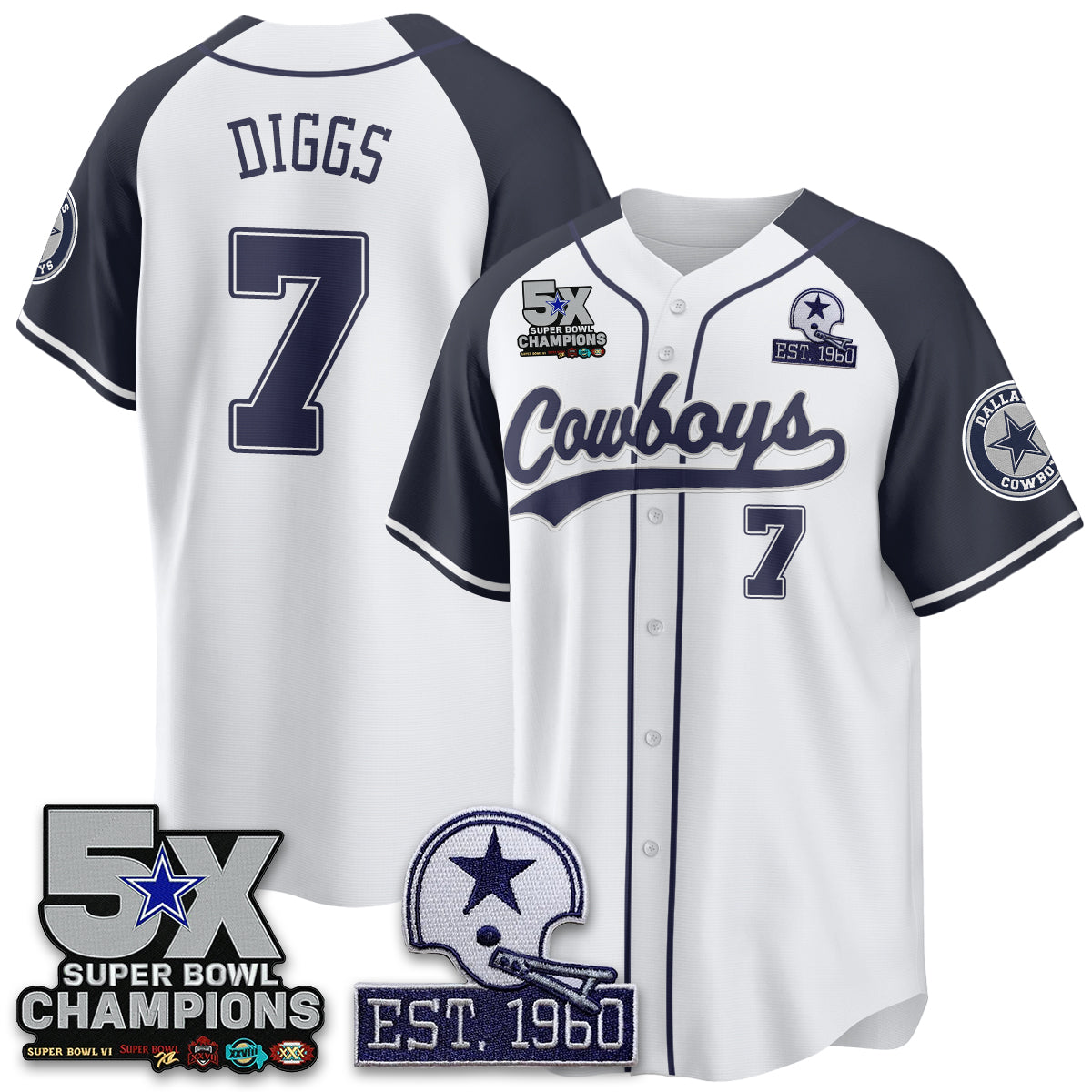 DAL 5-Time Champions Patch Limited Baseball Jersey - All Stitched