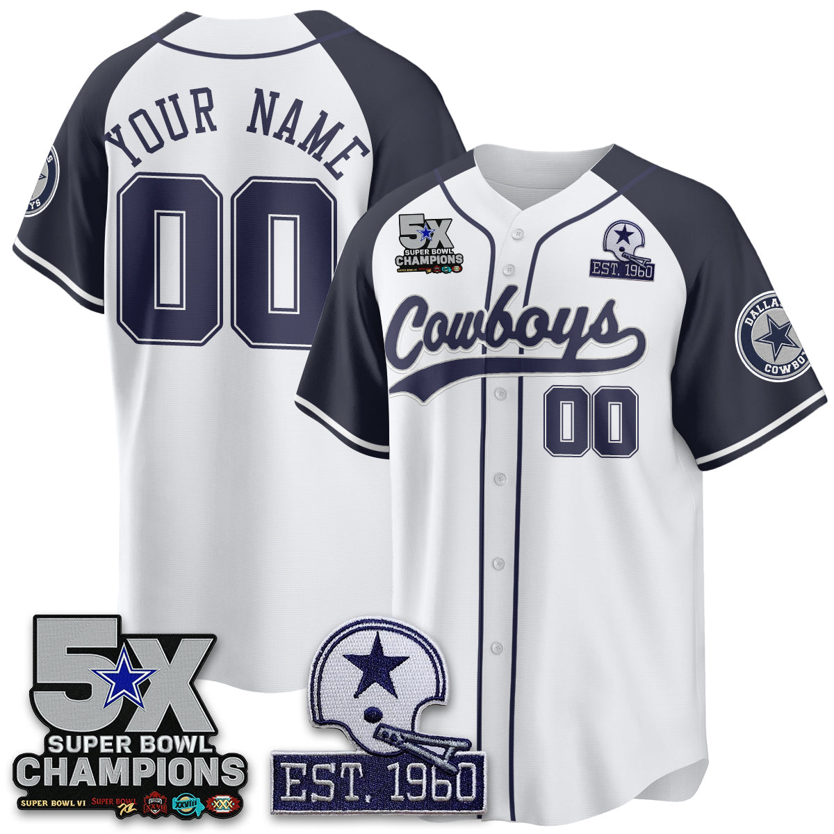Custom DAL 5-Time Champions Patch Limited Baseball Jersey - All Stitched