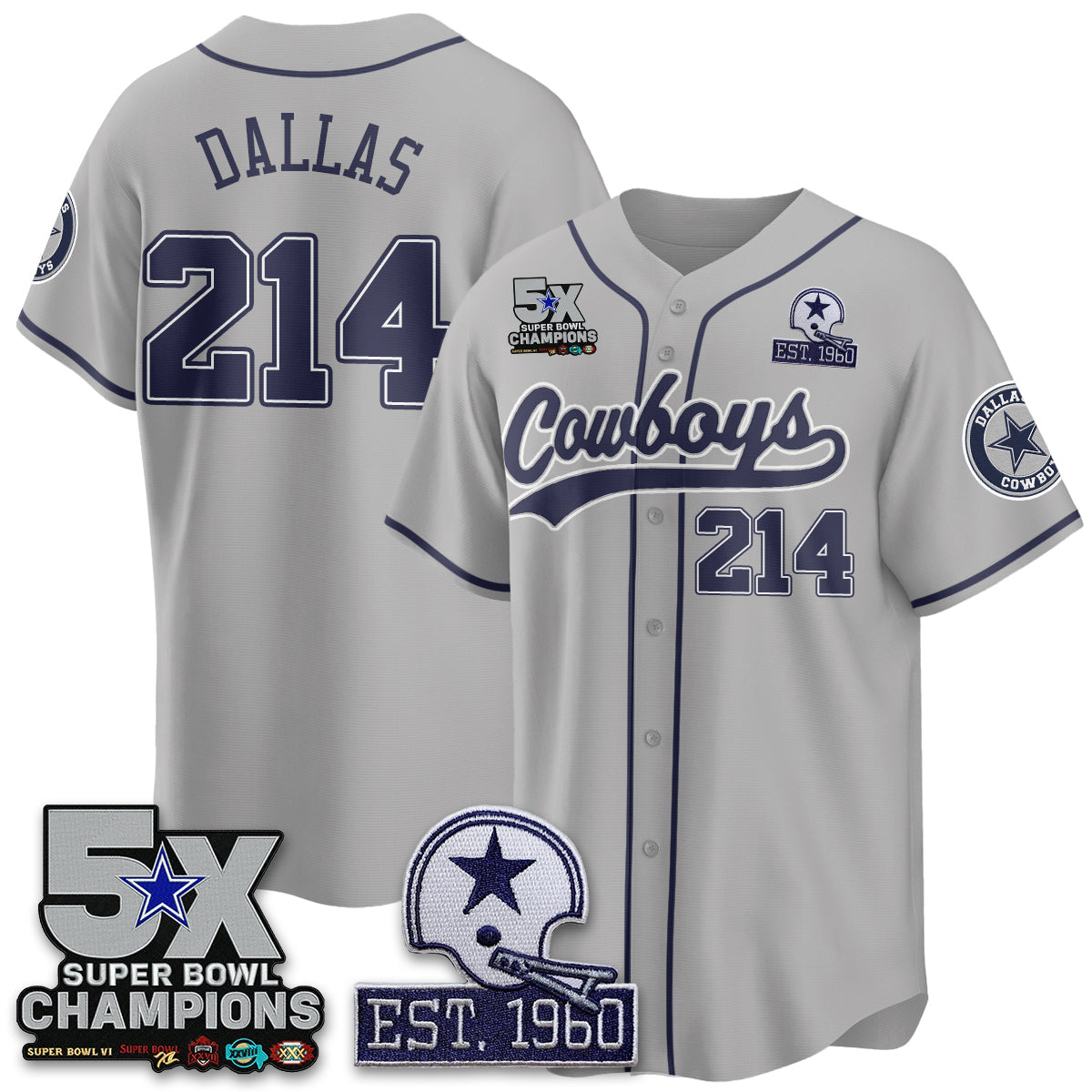 DAL 5-Time Champions Patch Limited Baseball Jersey - All Stitched