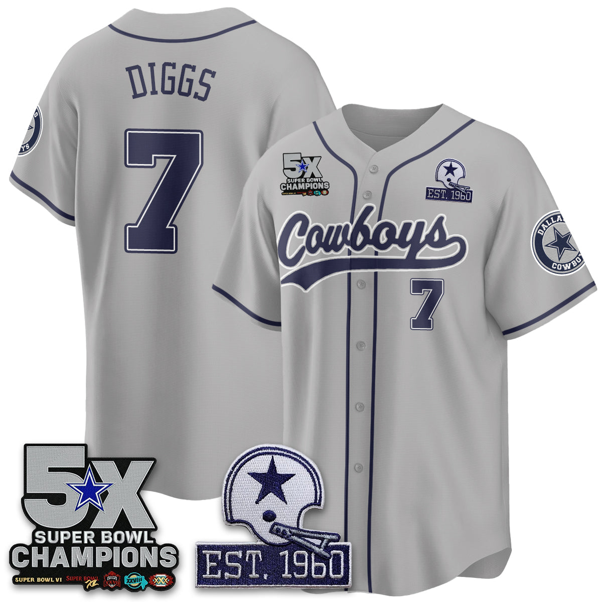 DAL 5-Time Champions Patch Limited Baseball Jersey - All Stitched