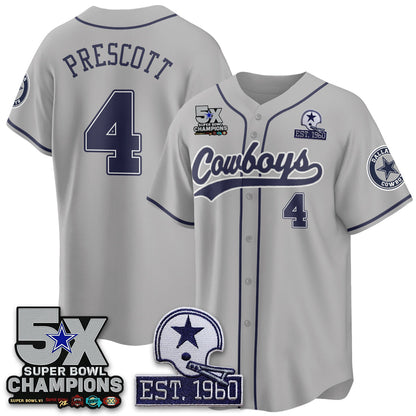 DAL 5-Time Champions Patch Limited Baseball Jersey - All Stitched