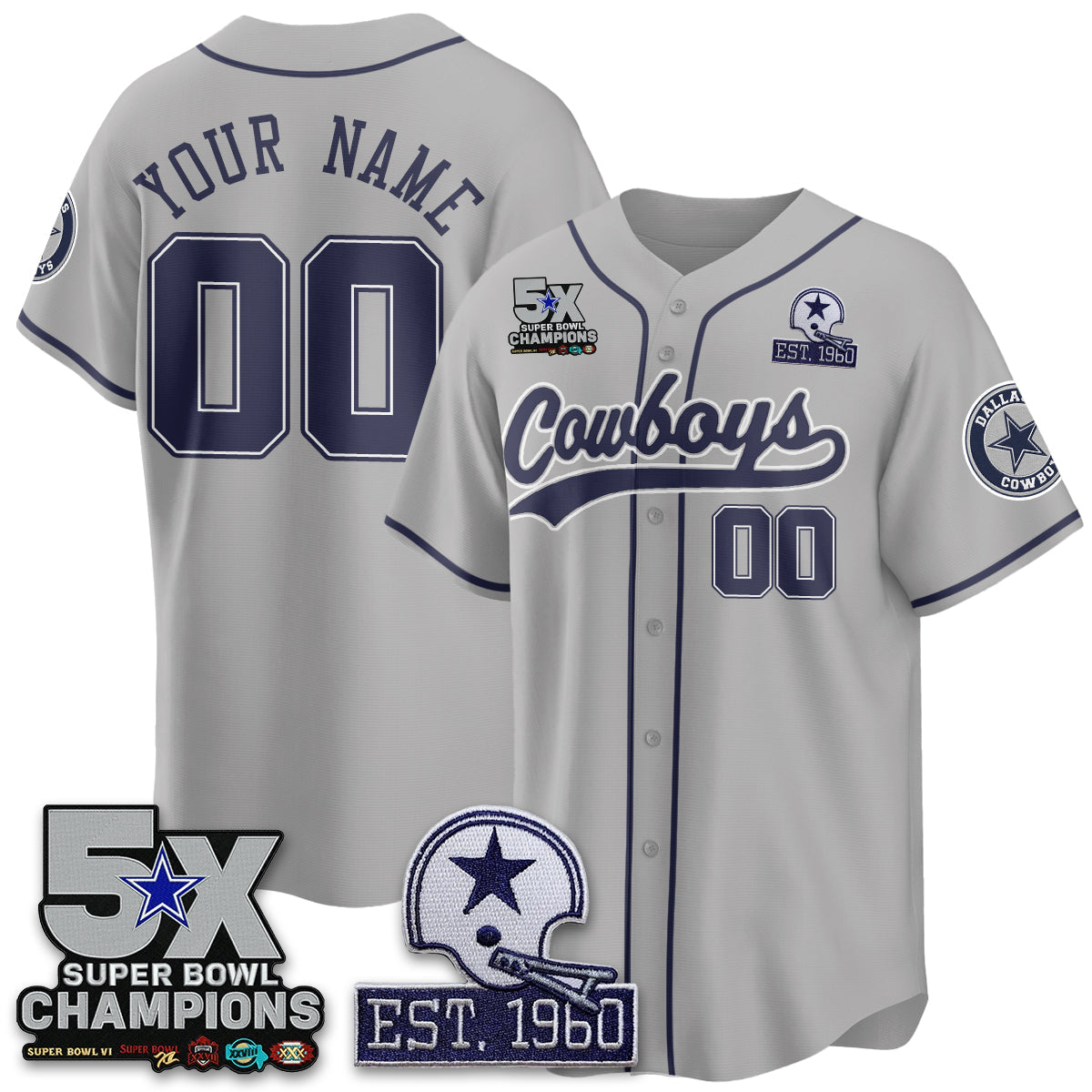 Custom DAL 5-Time Champions Patch Limited Baseball Jersey - All Stitched