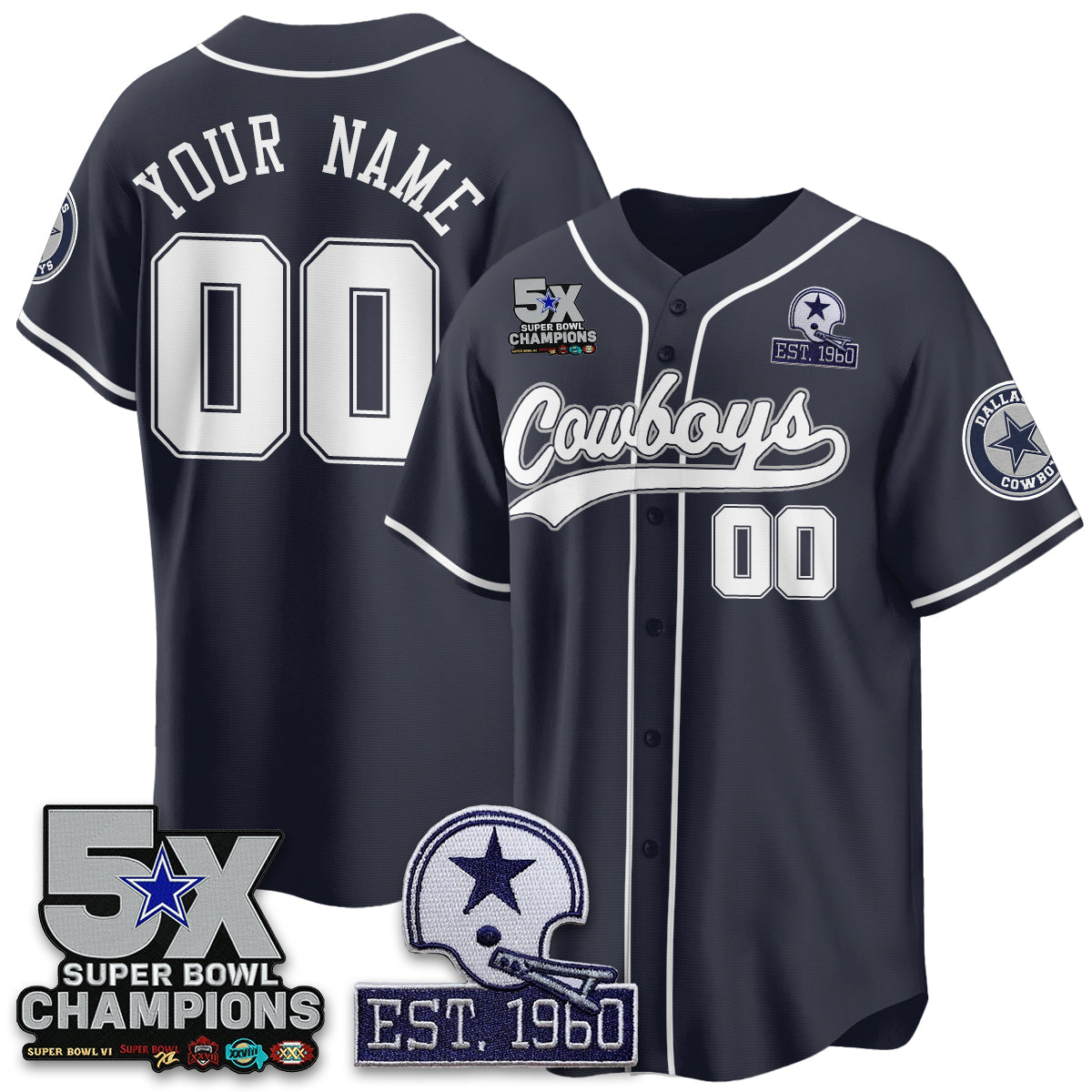Custom DAL 5-Time Champions Patch Limited Baseball Jersey - All Stitched