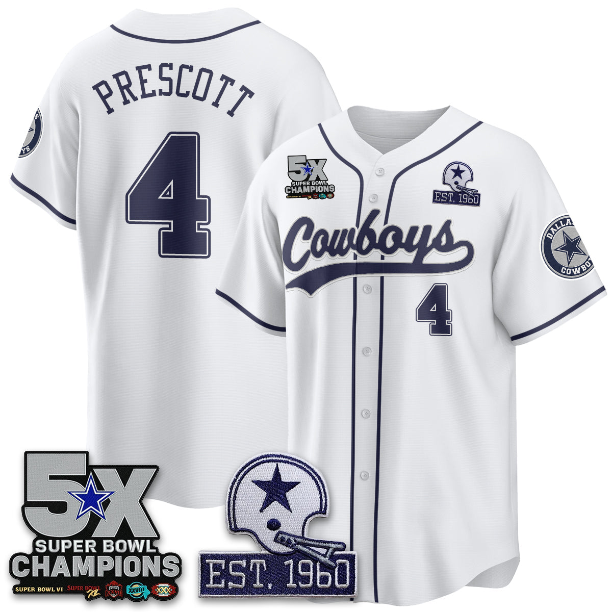 DAL 5-Time Champions Patch Limited Baseball Jersey - All Stitched