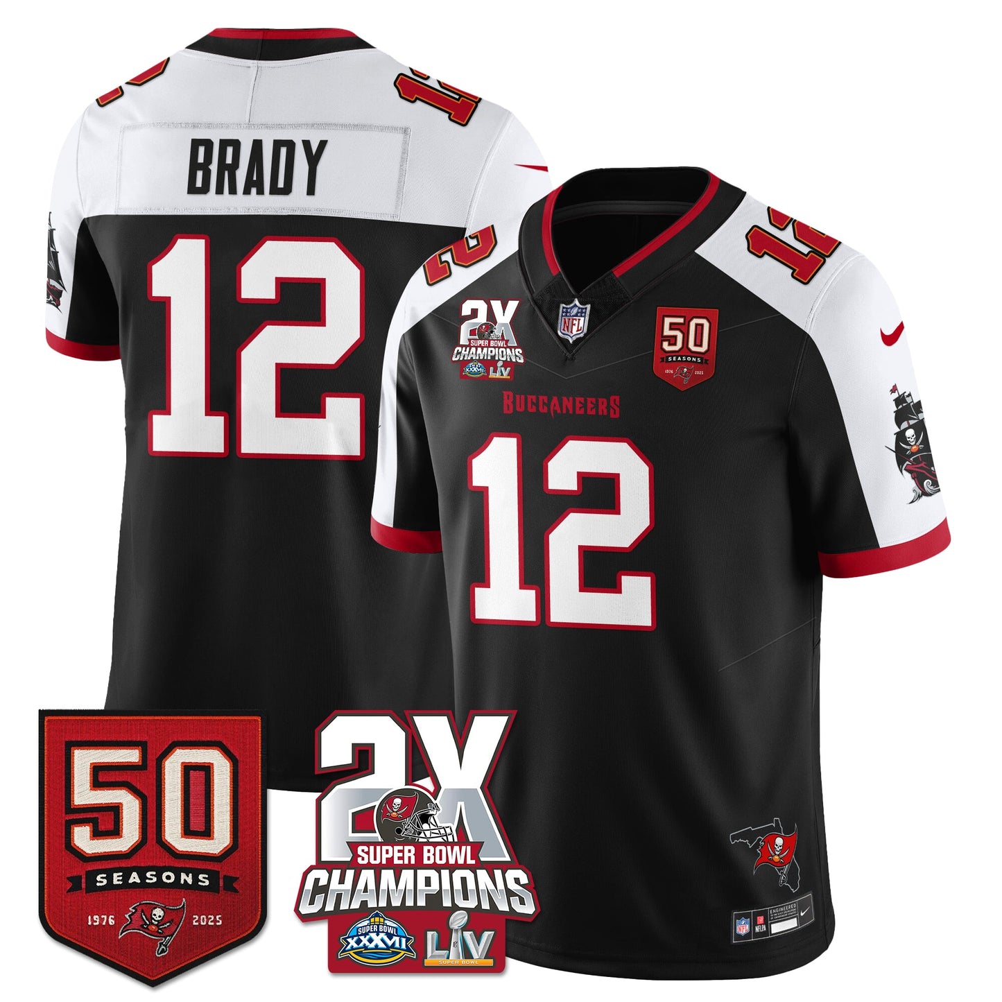 TB 2-Time Champions Patch Vapor Limited Jersey - All Stitched