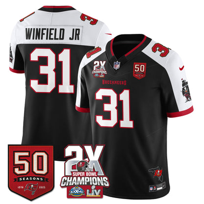 TB 2-Time Champions Patch Vapor Limited Jersey - All Stitched