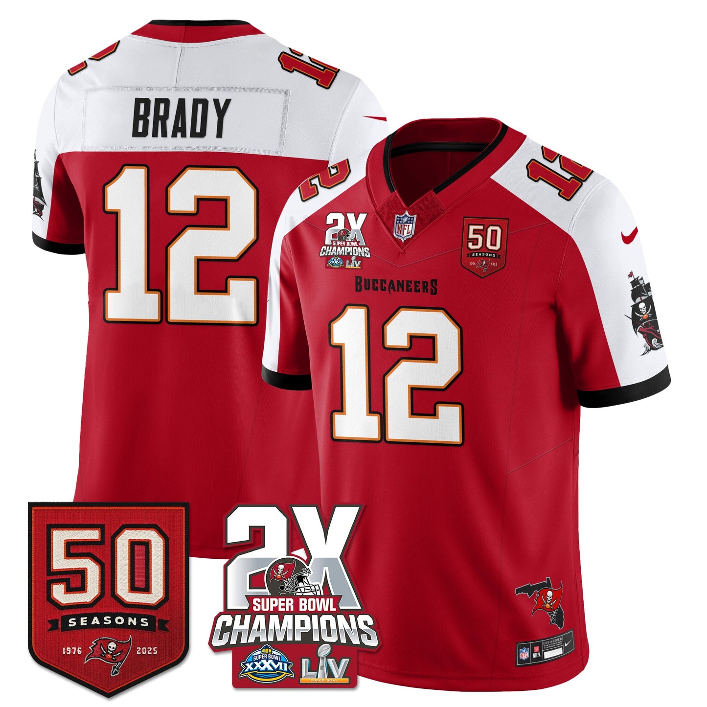 TB 2-Time Champions Patch Vapor Limited Jersey - All Stitched
