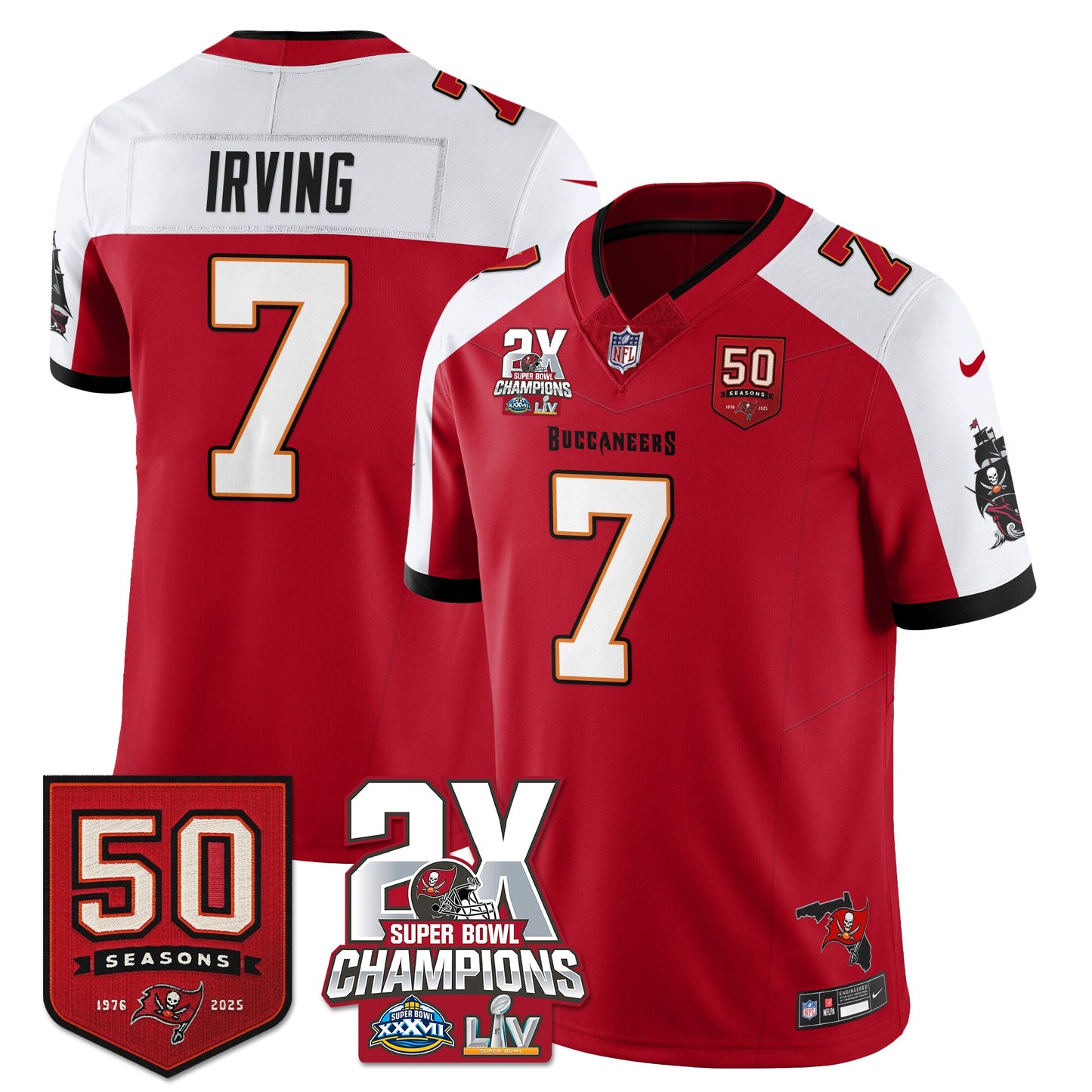 TB 2-Time Champions Patch Vapor Limited Jersey - All Stitched
