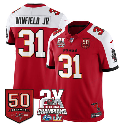 TB 2-Time Champions Patch Vapor Limited Jersey - All Stitched