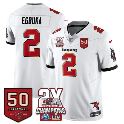 TB 2-Time Champions Patch Vapor Limited Jersey - All Stitched