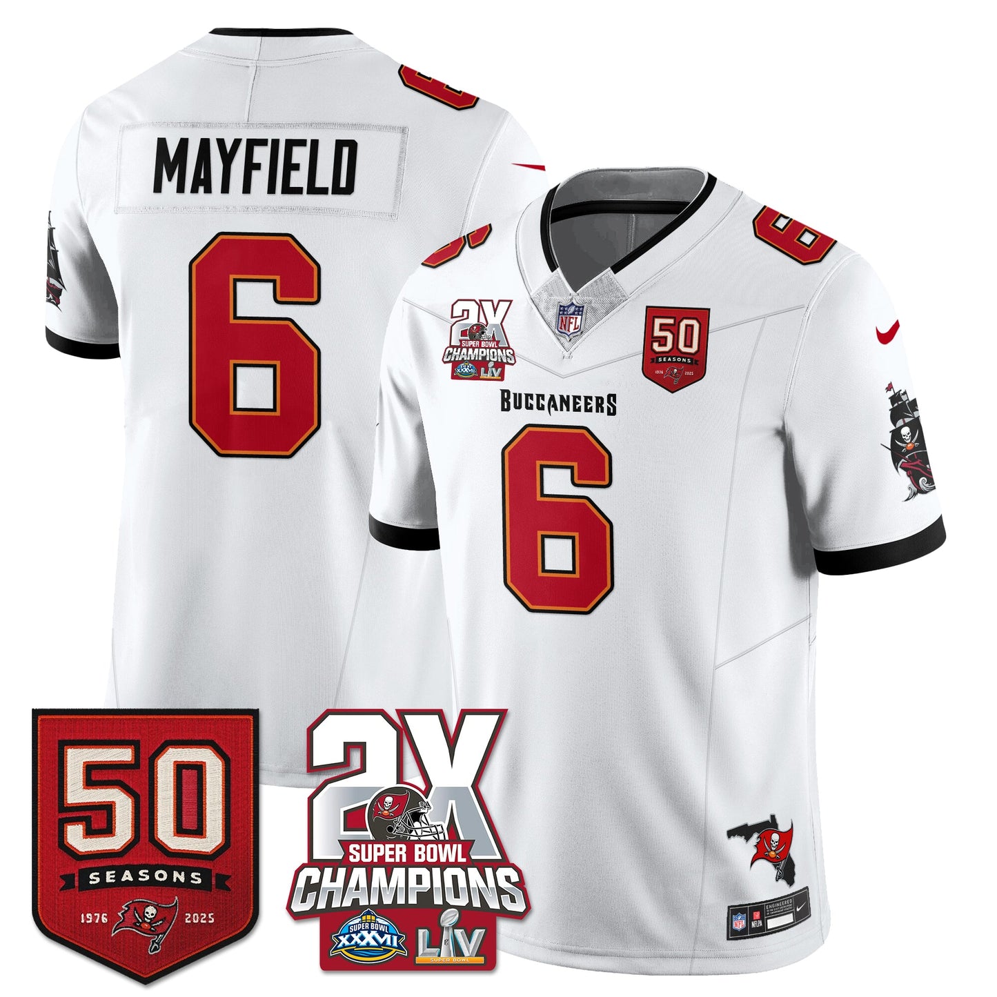 TB 2-Time Champions Patch Vapor Limited Jersey - All Stitched