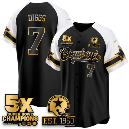 DAL 5-Time Champions Patch Vapor Limited Gold Baseball Jersey - All Stitched