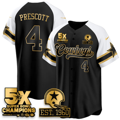 DAL 5-Time Champions Patch Vapor Limited Gold Baseball Jersey - All Stitched