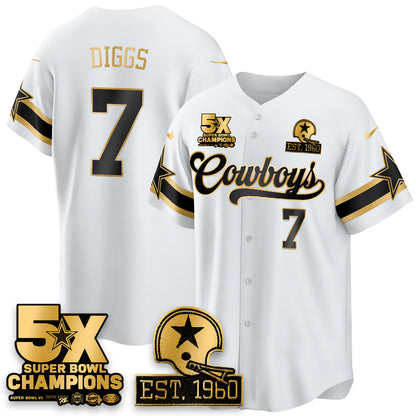 DAL 5-Time Champions Patch Vapor Limited Gold Baseball Jersey - All Stitched
