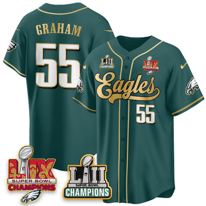 PHI LII-LIX Super Bowl Champions Vapor Limited Gold Baseball Jersey - All Stitched