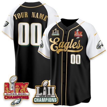 PHI LII-LIX Super Bowl Champions Vapor Limited Gold Baseball Custom Jersey - All Stitched