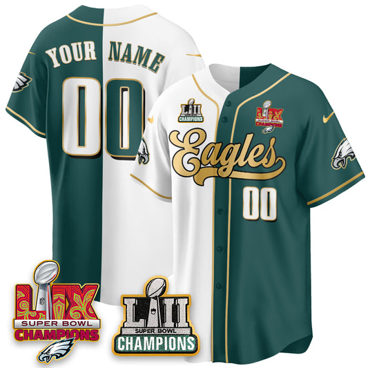 PHI LII-LIX Super Bowl Champions Vapor Limited Gold Baseball Custom Jersey - All Stitched