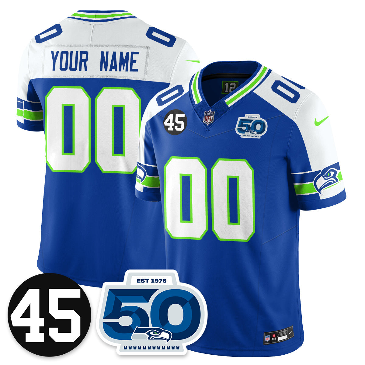 Custom SEA Vapor Limited Jersey - Honor Kenny Easley - All Stitched