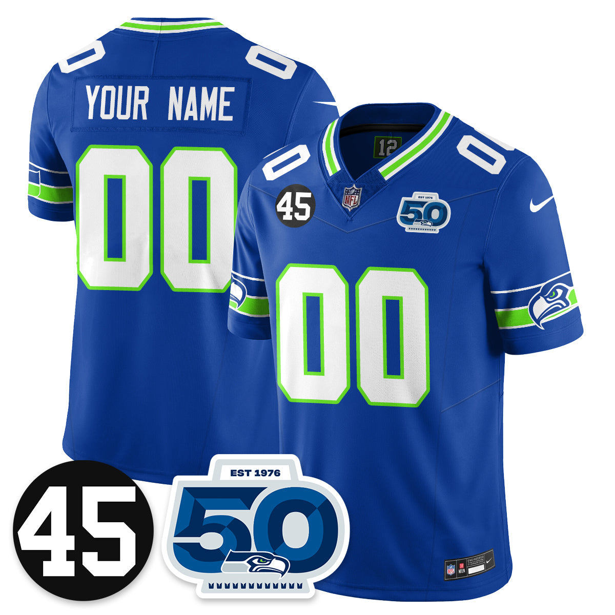 Custom SEA Vapor Limited Jersey - Honor Kenny Easley - All Stitched