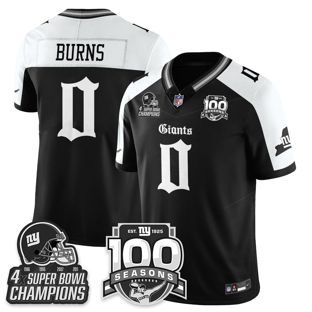 NYG 4-Time Champions Gothic Vapor Limited Jersey - 100th Seasons