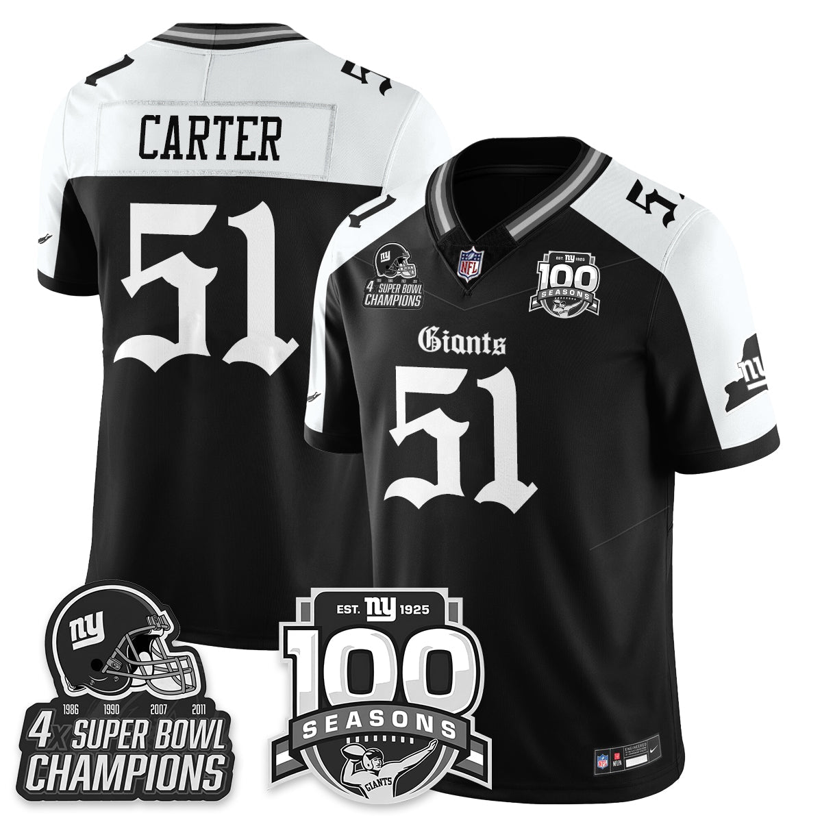 NYG 4-Time Champions Gothic Vapor Limited Jersey - 100th Seasons