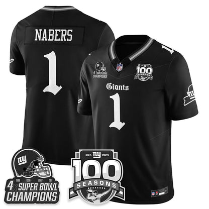 NYG 4-Time Champions Gothic Vapor Limited Jersey - 100th Seasons