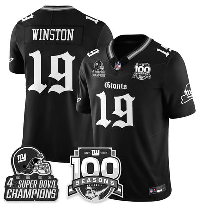 NYG 4-Time Champions Gothic Vapor Limited Jersey - 100th Seasons