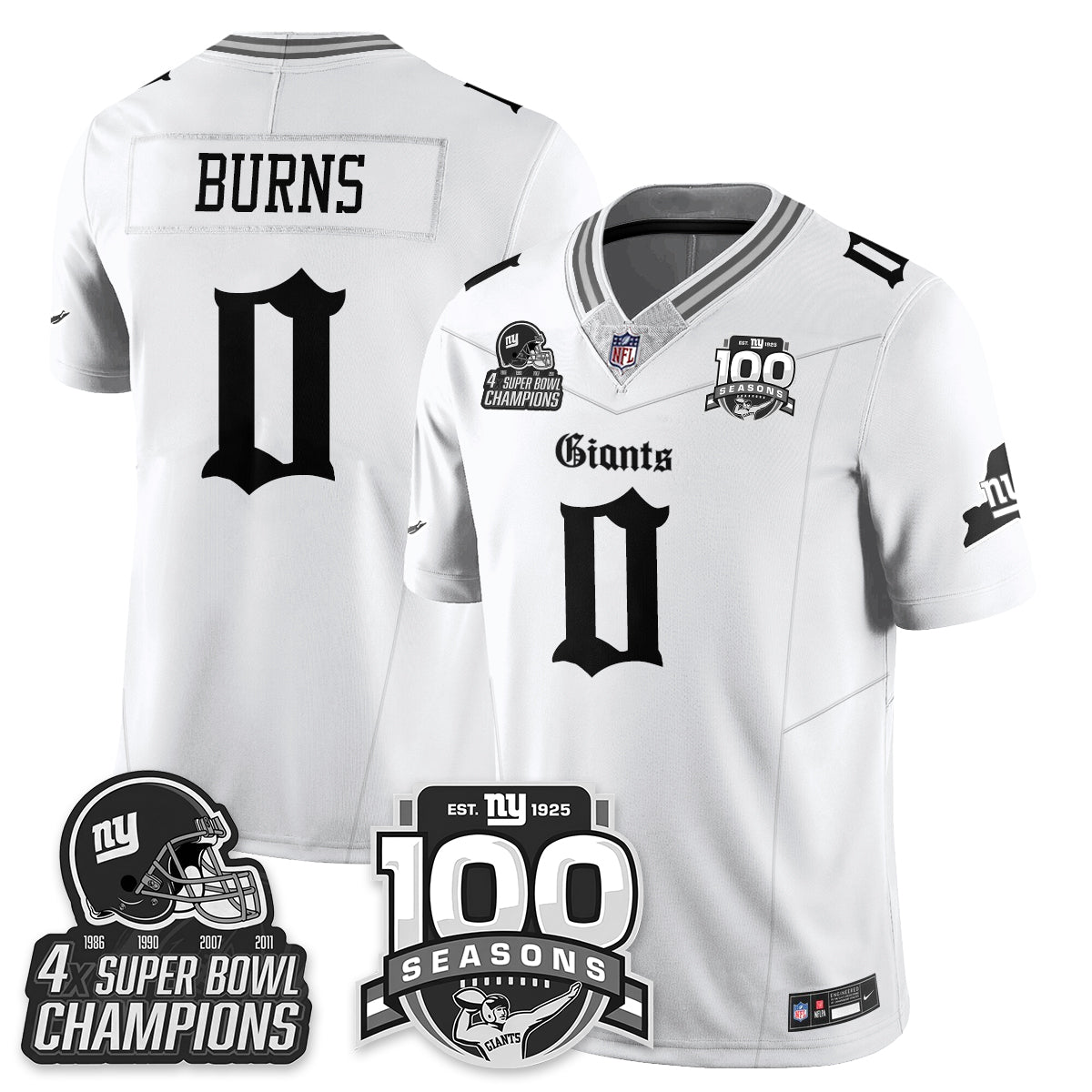 NYG 4-Time Champions Gothic Vapor Limited Jersey - 100th Seasons