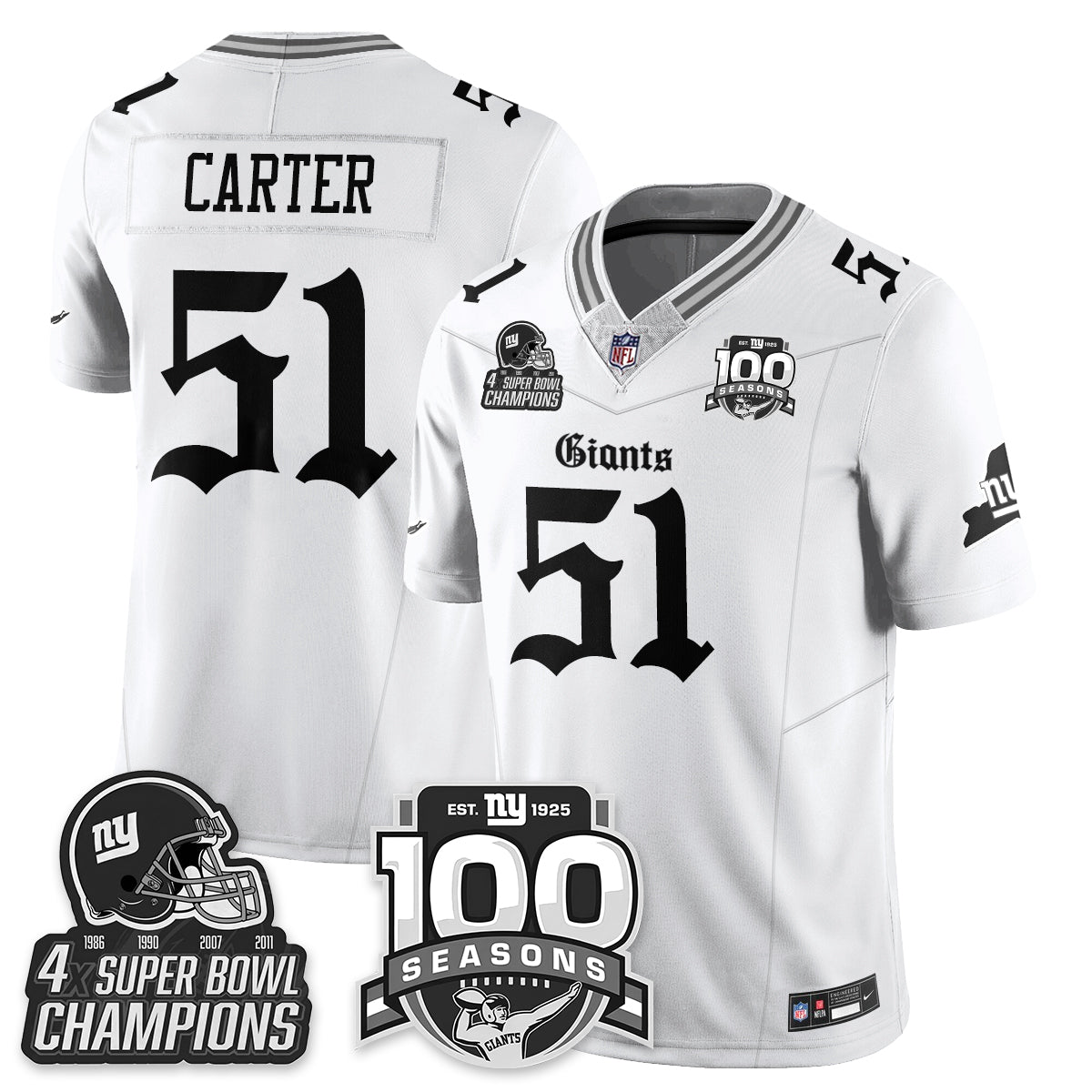 NYG 4-Time Champions Gothic Vapor Limited Jersey - 100th Seasons