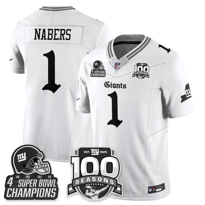 NYG 4-Time Champions Gothic Vapor Limited Jersey - 100th Seasons
