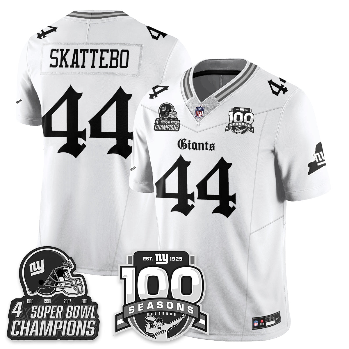 NYG 4-Time Champions Gothic Vapor Limited Jersey - 100th Seasons