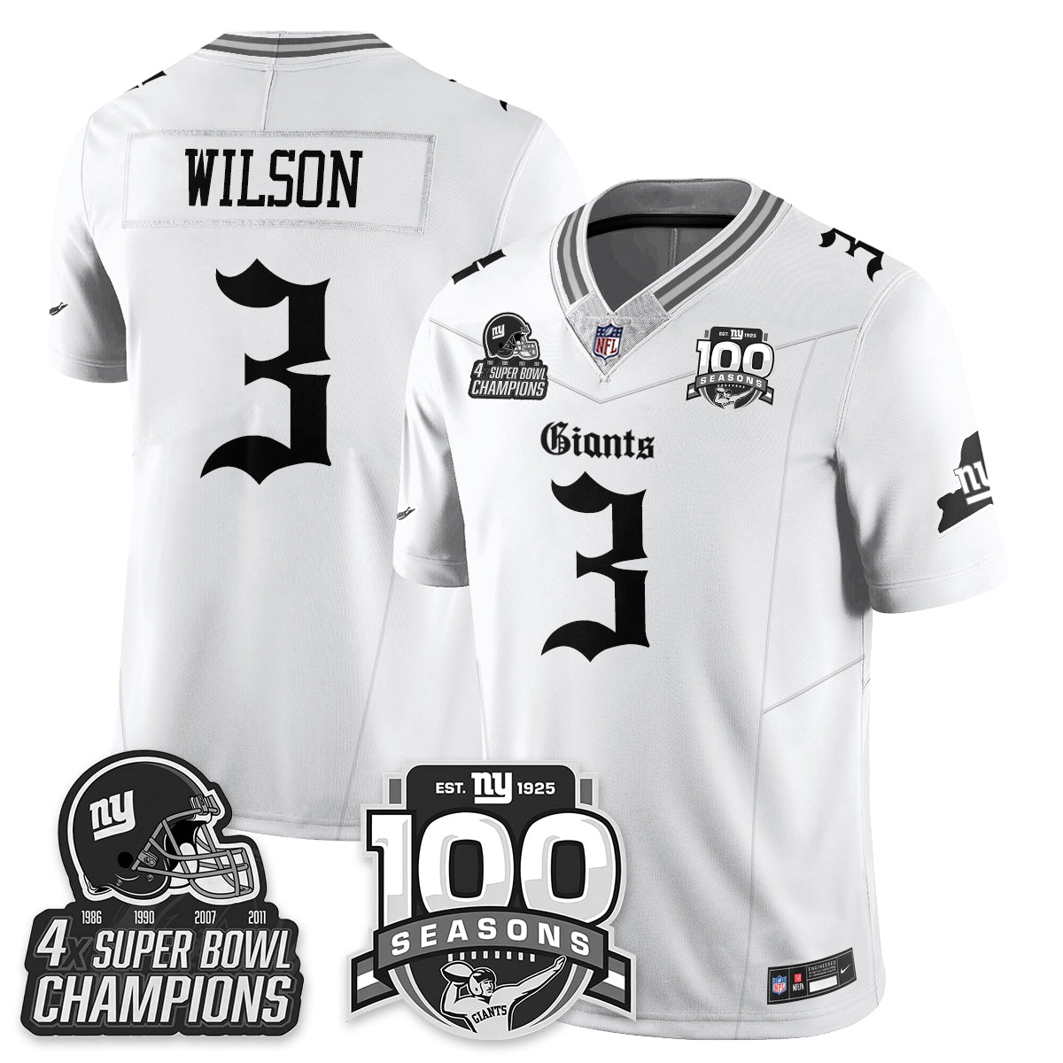 NYG 4-Time Champions Gothic Vapor Limited Jersey - 100th Seasons