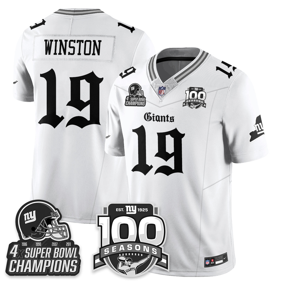 NYG 4-Time Champions Gothic Vapor Limited Jersey - 100th Seasons