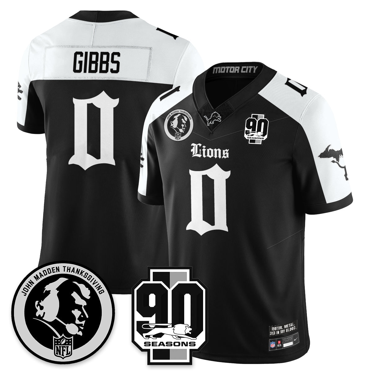 DET 'Gothic 90th Season' Vapor Limited Jersey - John Madden Patch