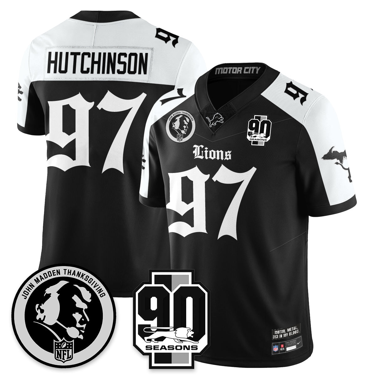 DET 'Gothic 90th Season' Vapor Limited Jersey - John Madden Patch