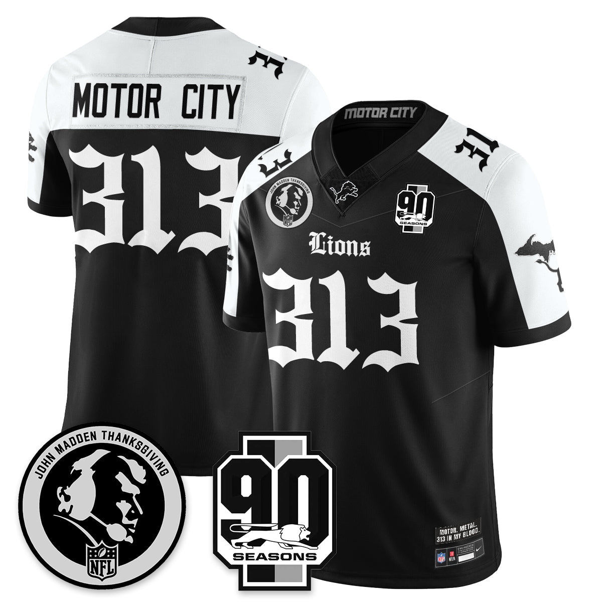 DET 'Gothic 90th Season' Vapor Limited Jersey - John Madden Patch