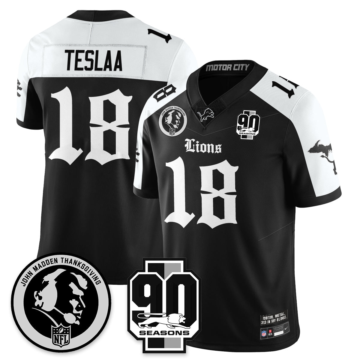 DET 'Gothic 90th Season' Vapor Limited Jersey - John Madden Patch