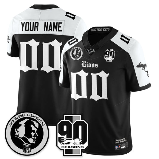 Custom DET 'Gothic 90th Season' Vapor Limited Jersey - John Madden Patch - All Stitched