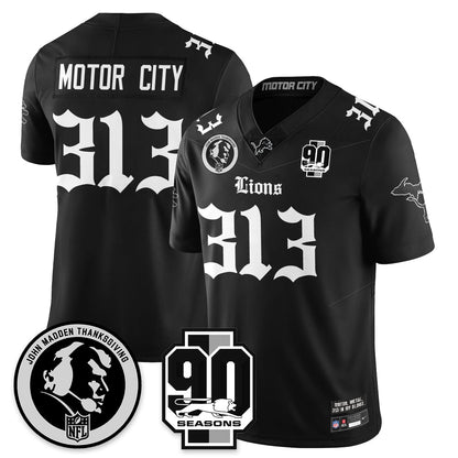 DET 'Gothic 90th Season' Vapor Limited Jersey - John Madden Patch