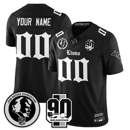 Custom DET 'Gothic 90th Season' Vapor Limited Jersey - John Madden Patch - All Stitched