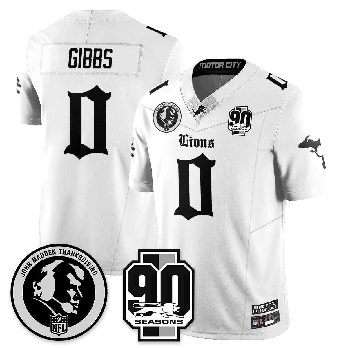 DET 'Gothic 90th Season' Vapor Limited Jersey - John Madden Patch