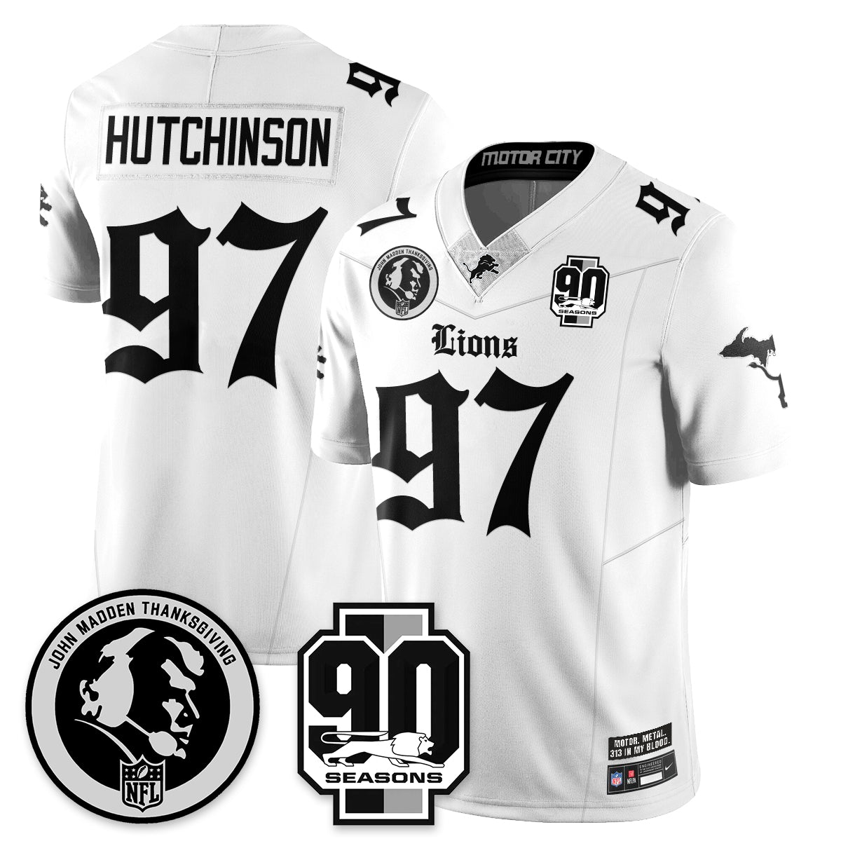 DET 'Gothic 90th Season' Vapor Limited Jersey - John Madden Patch