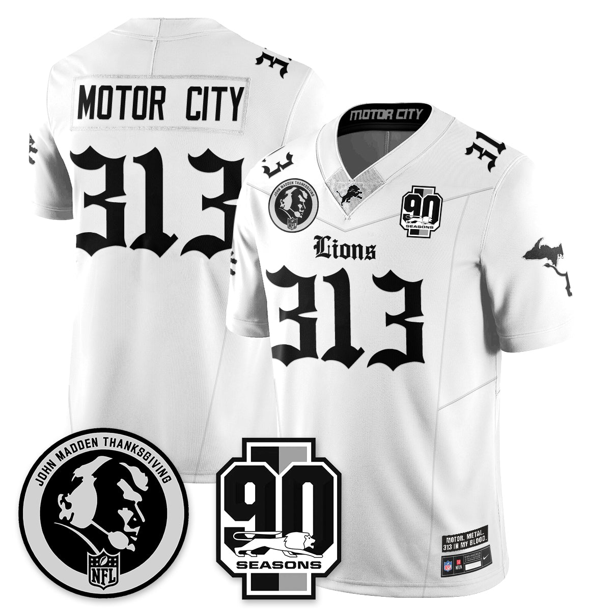DET 'Gothic 90th Season' Vapor Limited Jersey - John Madden Patch