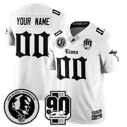 Custom DET 'Gothic 90th Season' Vapor Limited Jersey - John Madden Patch - All Stitched