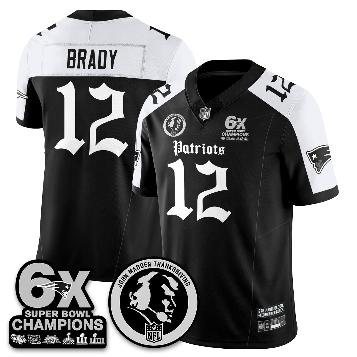 NE Gothic 6x Champions Patch Vapor Limited Jersey - John Madden Patch