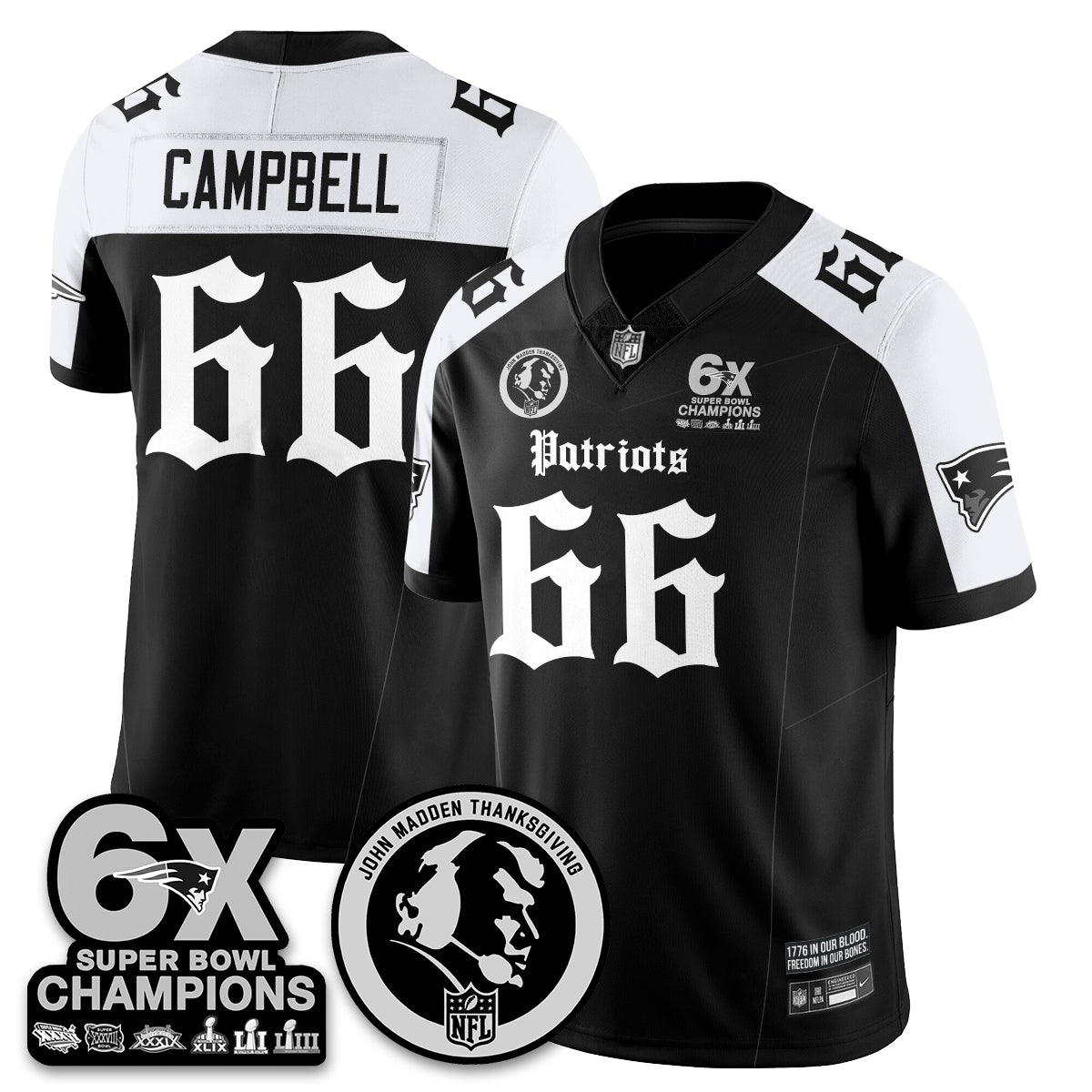 NE Gothic 6x Champions Patch Vapor Limited Jersey - John Madden Patch