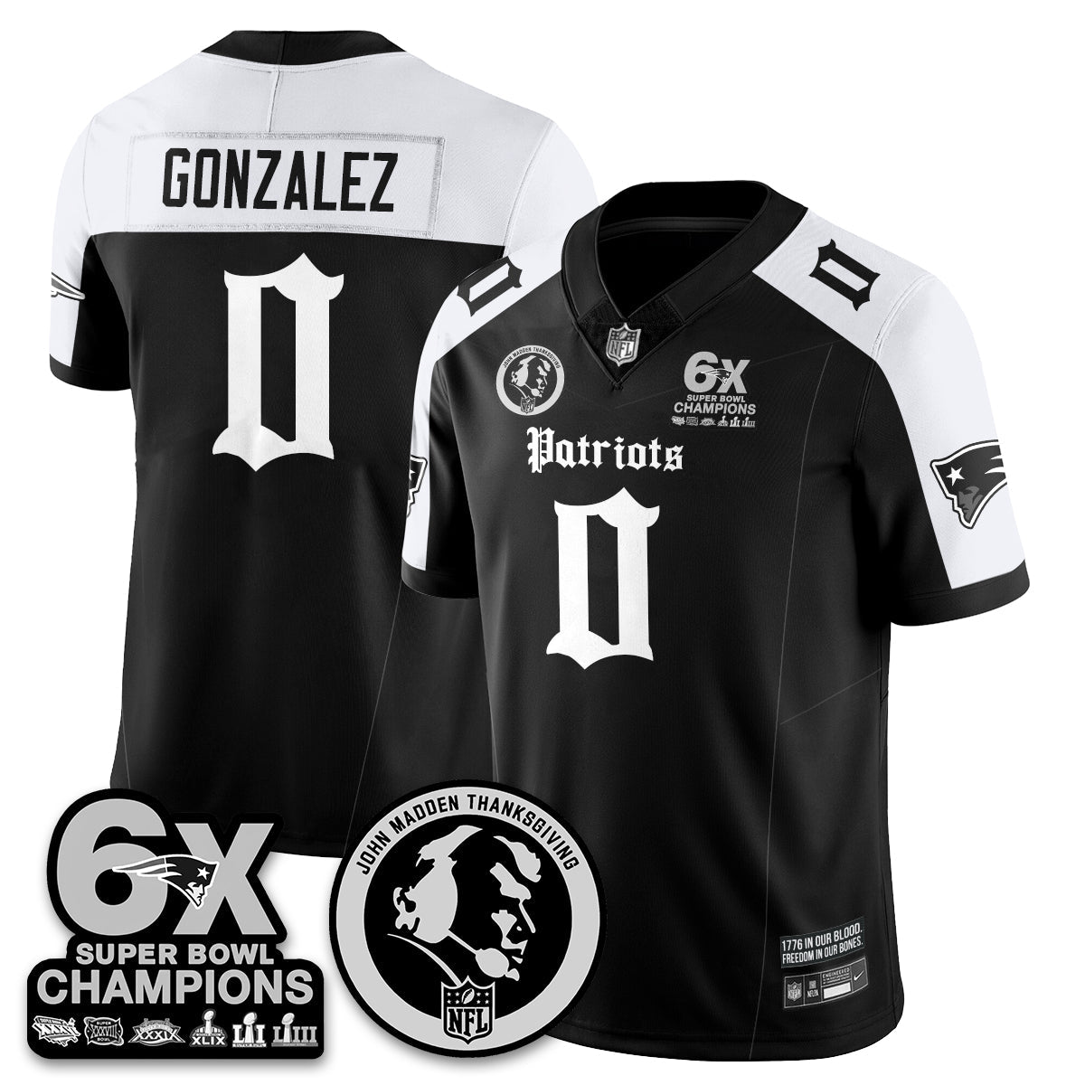 NE Gothic 6x Champions Patch Vapor Limited Jersey - John Madden Patch