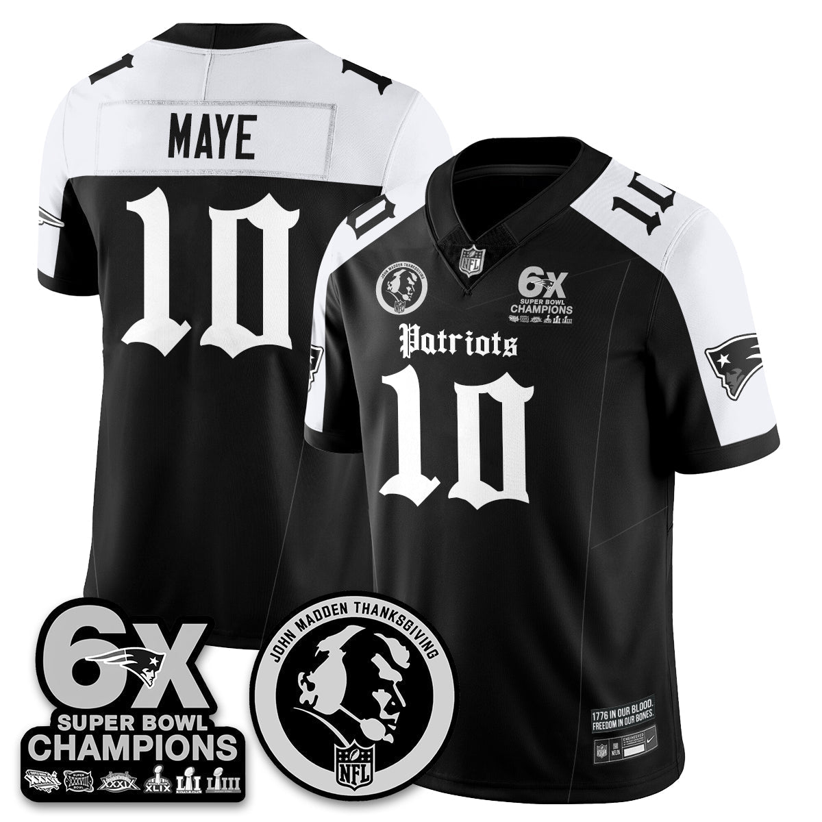NE Gothic 6x Champions Patch Vapor Limited Jersey - John Madden Patch