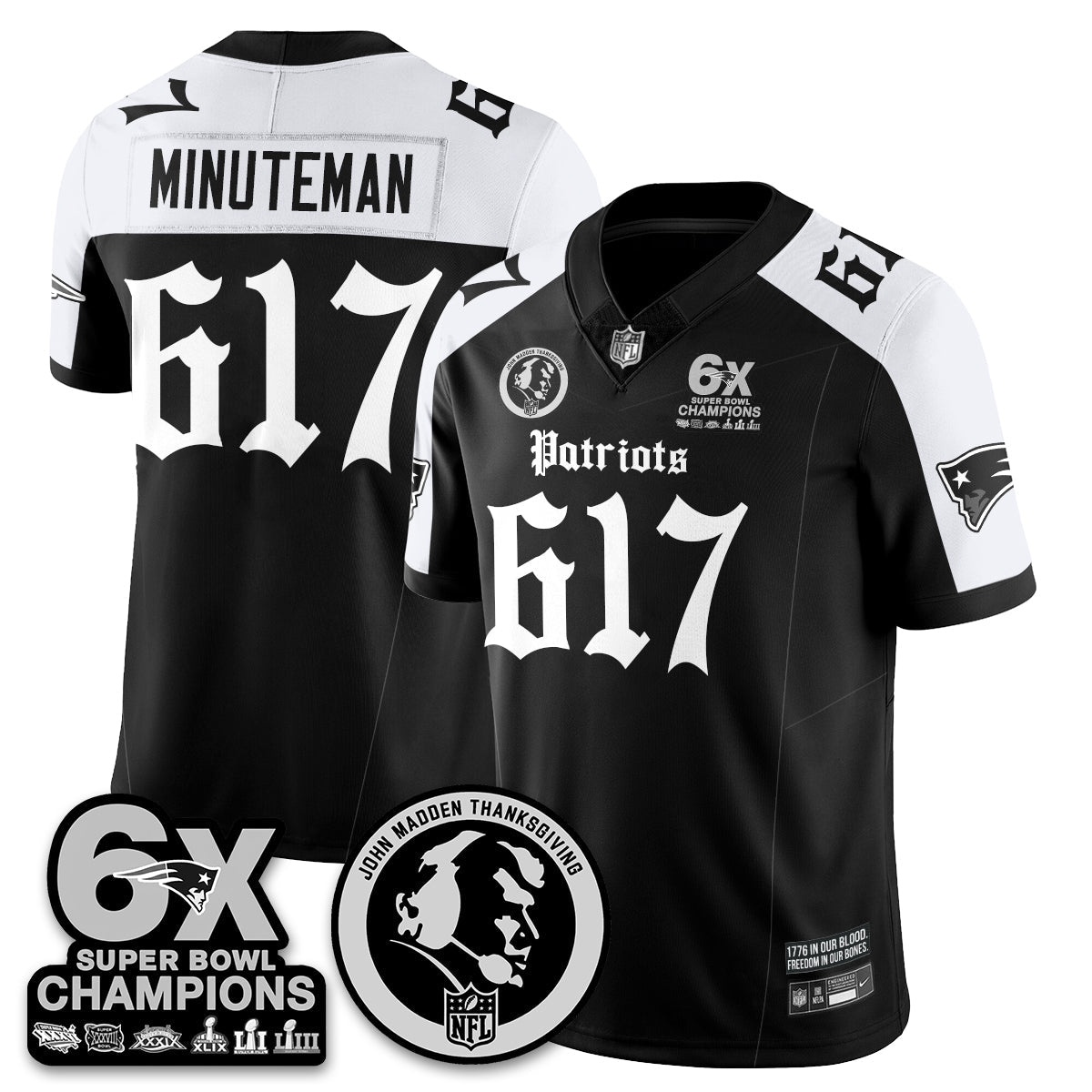 NE Gothic 6x Champions Patch Vapor Limited Jersey - John Madden Patch